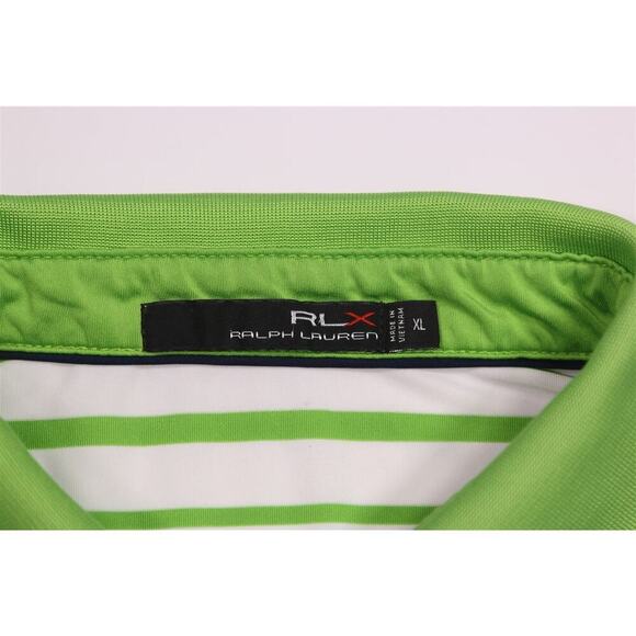 RLX Ralph Lauren X Green White Striped Performance Golf Polo Shirt Men's XL - Picture 6 of 7